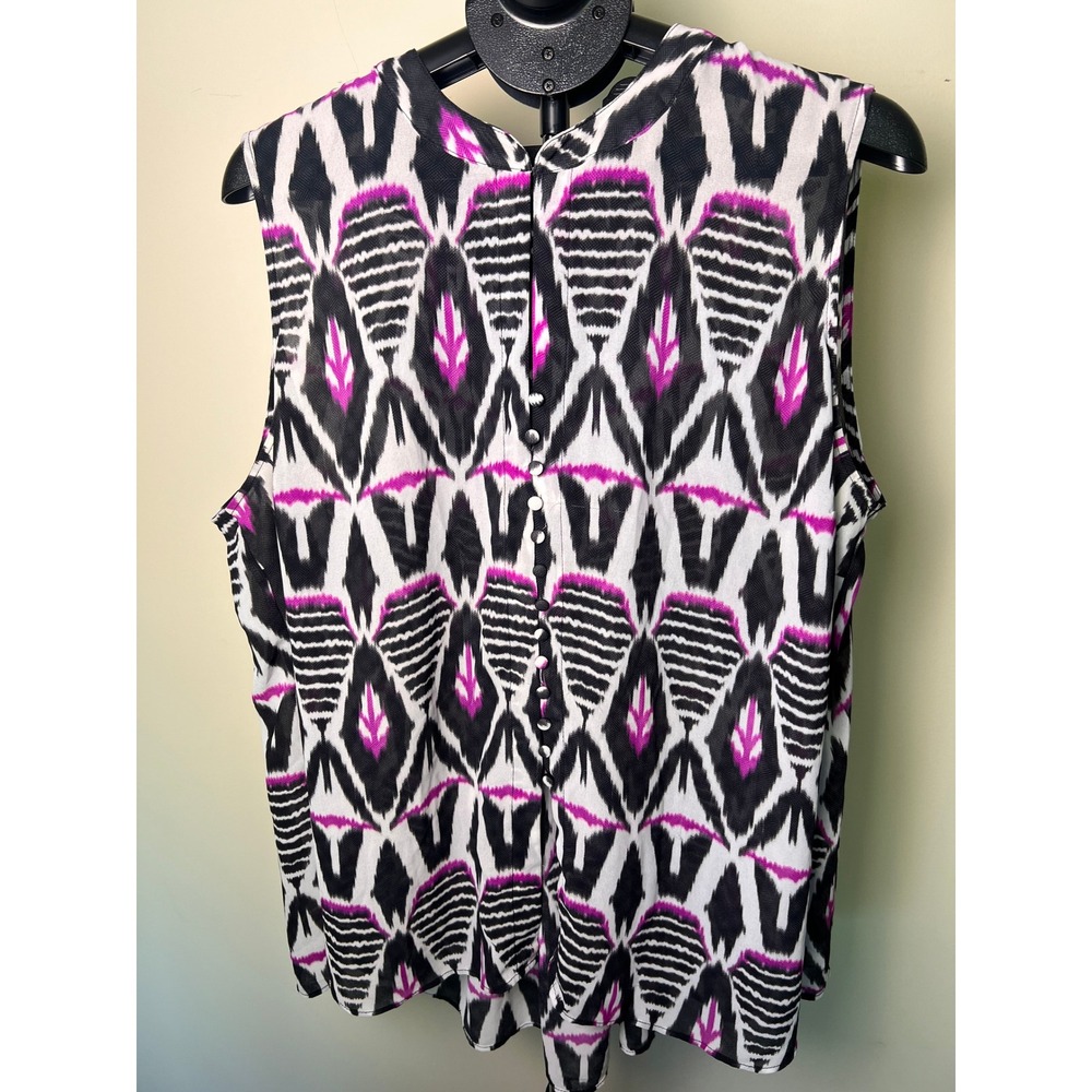 Sleeveless Blouse Women 3X Black White Pink Good Geometric Career Feminine